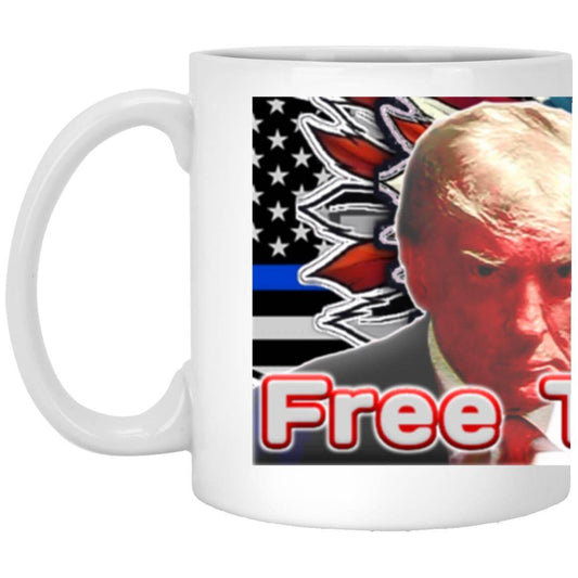 Official MAGA Trump VIP Shop gift mug with Mugshot image and Blue Lives Matter Screaming Eagle theme.